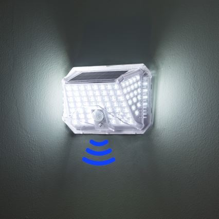 Brilagi - LED Saules enerģijas sienas lampa ar kustības un krēslas sensoru WALLIE LED/4W/5,5V 1200 mAh 6500K IP64 sudraba