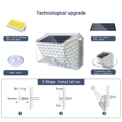 Brilagi - LED Saules enerģijas sienas lampa ar kustības un krēslas sensoru WALLIE LED/4W/5,5V 1200 mAh 6500K IP64 sudraba