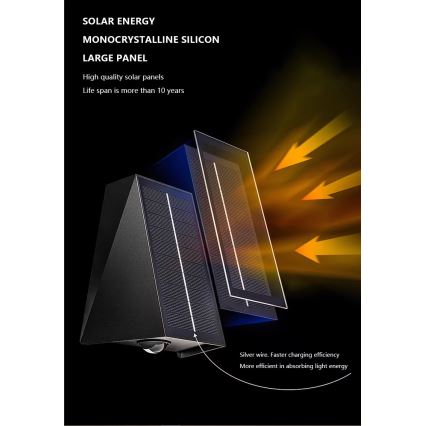 Brilagi - LED Saules enerģijas sienas lampa PYRAMID LED/2W/3,2V 1300 mAh IP54