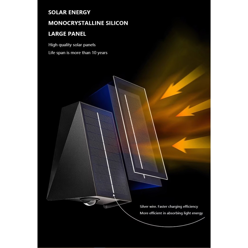 Brilagi - LED Saules enerģijas sienas lampa PYRAMID LED/2W/3,2V 1300 mAh IP54