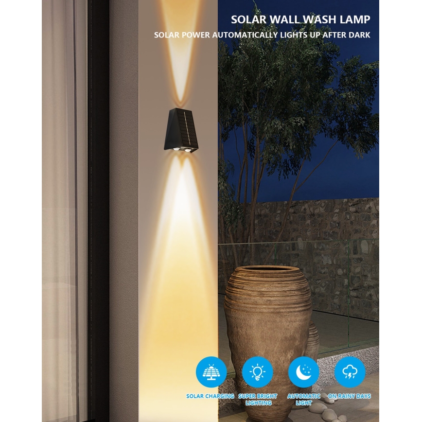 Brilagi - LED Saules enerģijas sienas lampa PYRAMID LED/2W/3,2V 1300 mAh IP54