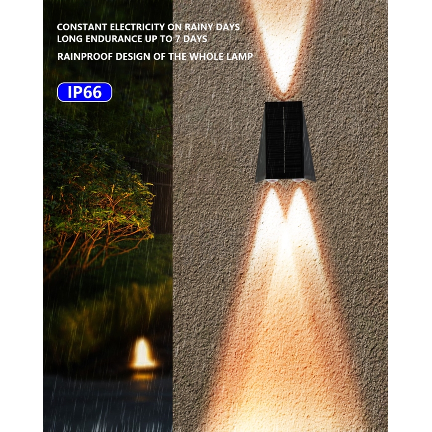 Brilagi - LED Saules enerģijas sienas lampa PYRAMID LED/2W/3,2V 1300 mAh IP54