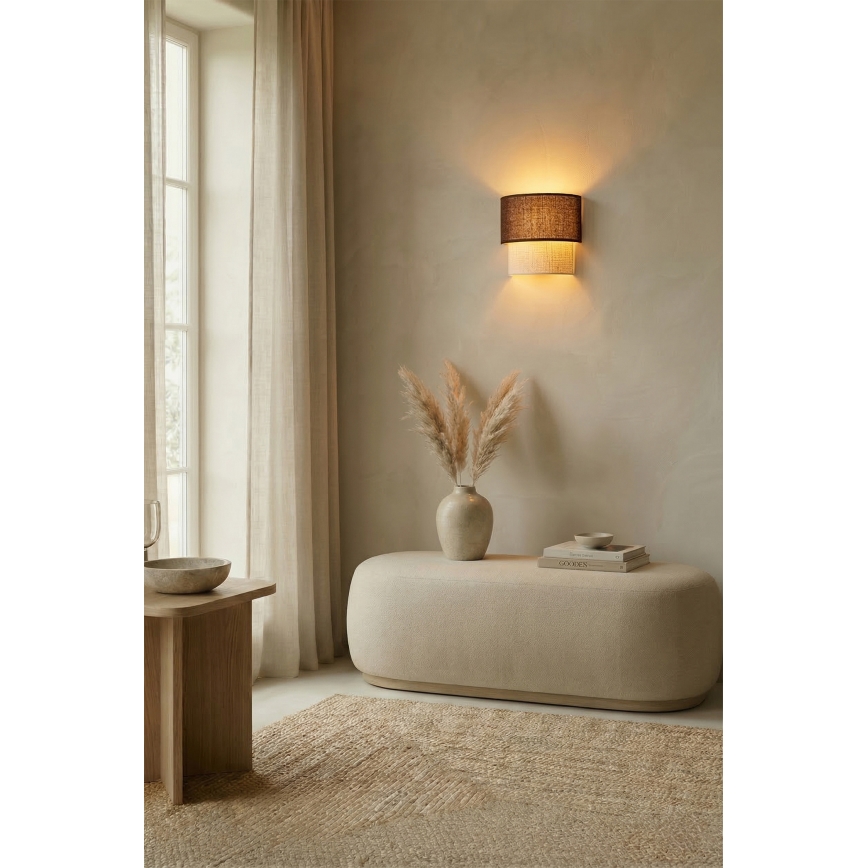 Brilagi - LED sienas gaismeklis BOHO ECO 1xE27/10W/230V brūns/krēmīgs