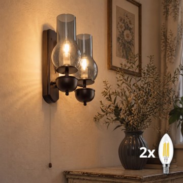 BRILAGI - LED sienas gaismeklis COTTAGE 2xE14/40W/230V buks/dūmakaini pelēka