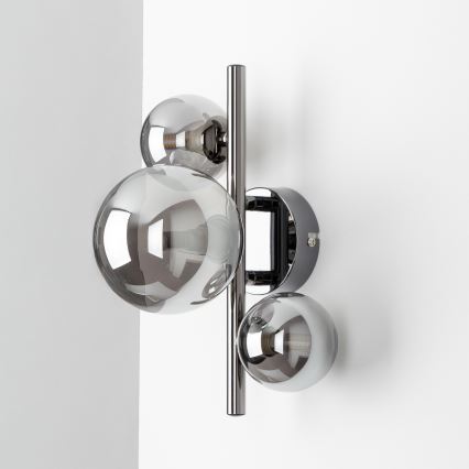 Brilagi - LED sienas gaismeklis MILLA 3xG9/3W/230V melns hroms/dūmaina