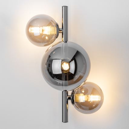 Brilagi - LED sienas gaismeklis MILLA 3xG9/3W/230V melns hroms/dūmaina