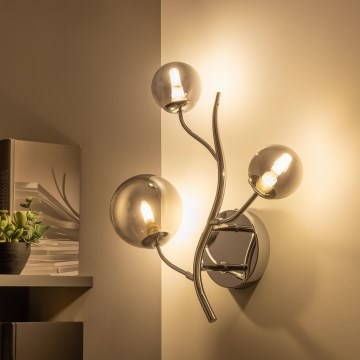 Brilagi - LED sienas gaismeklis MISTEL 3xG9/3W/230V melns hroms/dūmakains