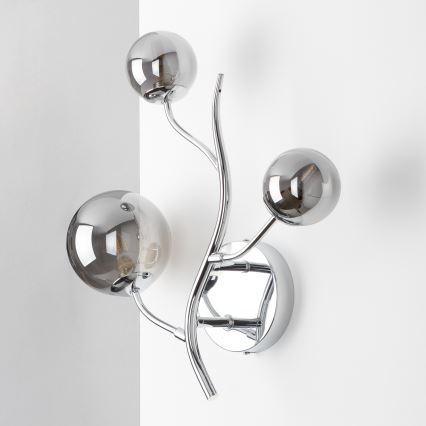 Brilagi - LED sienas gaismeklis MISTEL 3xG9/3W/230V melns hroms/dūmakains