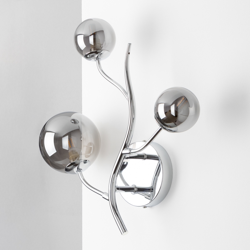 Brilagi - LED sienas gaismeklis MISTEL 3xG9/3W/230V melns hroms/dūmakains