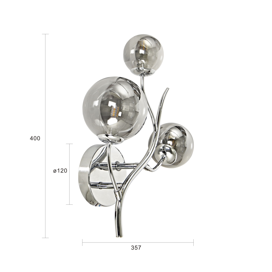 Brilagi - LED sienas gaismeklis MISTEL 3xG9/3W/230V melns hroms/dūmakains