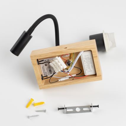 Brilagi - Elastīga LED sienas lampa NUBILA WOOD 1xE27/25W/230V + LED/3W ozols/melns/oranžs