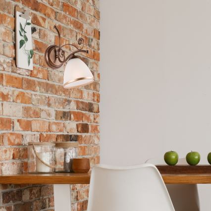 Brilagi - LED Sienas lampa ANTICO 1xE27/60W/230V bronzas patina