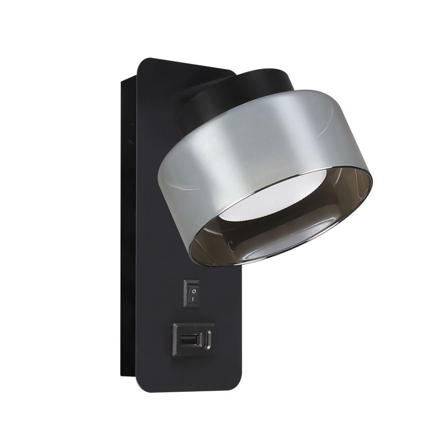 Brilagi - LED Sienas lampa ar USB portu AURA LUX 1xGX53/30W/230V melna/dūmaina