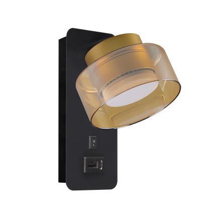 Brilagi - LED Sienas lampa ar USB portu AURA LUX 1xGX53/30W/230V melna/zelta