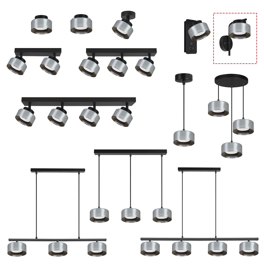 Brilagi - LED Sienas lampa AURA LUX 1xGX53/30W/230V melna/dūmota