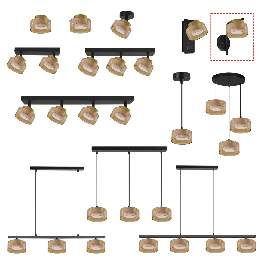 Brilagi - LED Sienas lampa AURA LUX 1xGX53/30W/230V melna/zelta