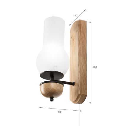 Brilagi - LED Sienas lampa COTTAGE 1xE14/40W/230V ozols/balta