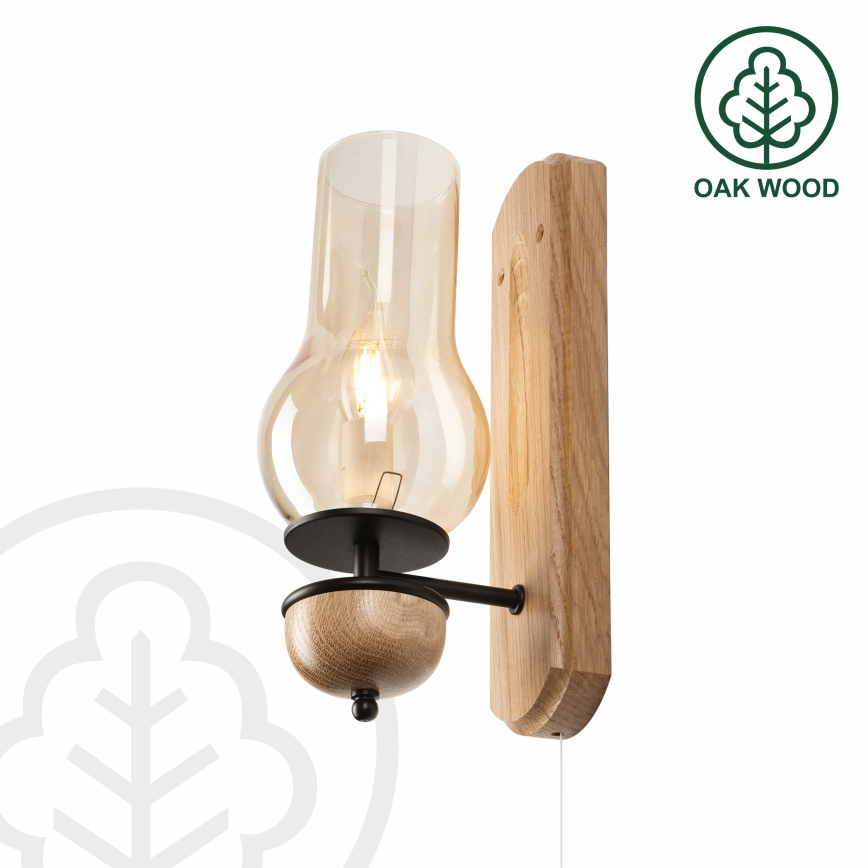 Brilagi - LED Sienas lampa COTTAGE 1xE14/40W/230V ozols/brūna