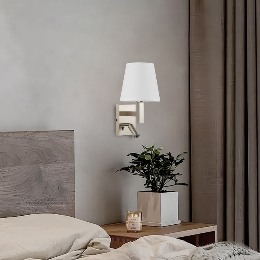 Brilagi - LED Sienas lampa DEYA 1xE14/40W/230V + LED/3W balta/matēts hroms