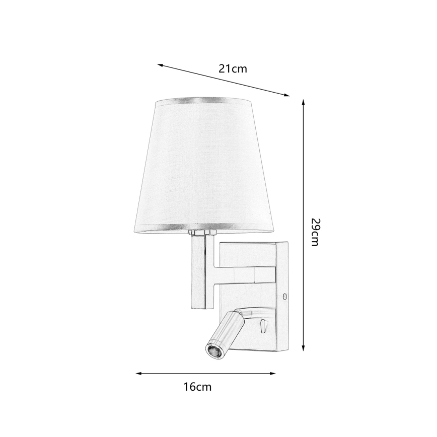 Brilagi - LED Sienas lampa DEYA 1xE14/40W/230V + LED/3W balta/matēts hroms