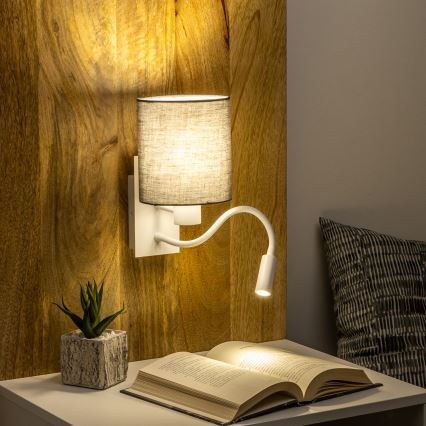 Brilagi - LED Pielāgojama sienas lampa NUBILA 1xE27/25W/230V + LED/3W balta/antracīta