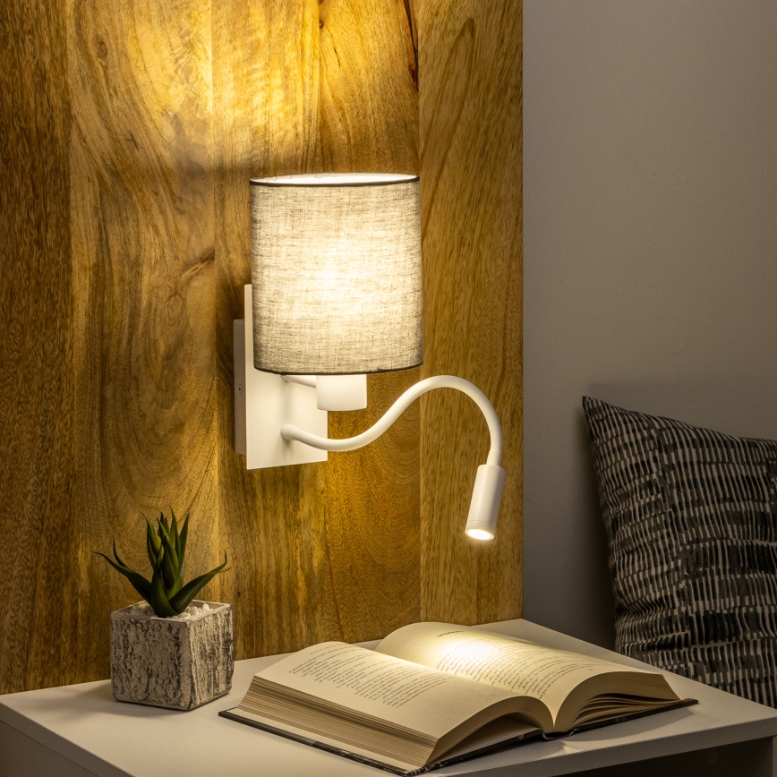Brilagi - LED Pielāgojama sienas lampa NUBILA 1xE27/25W/230V + LED/3W balta/antracīta