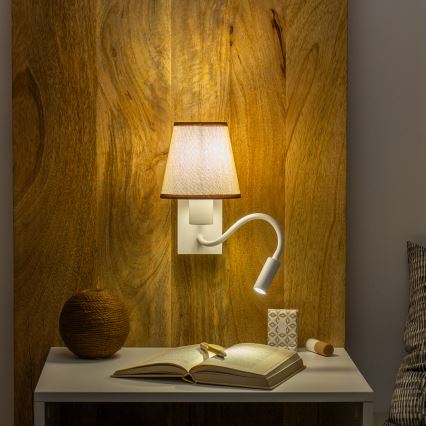 Brilagi - LED Pielāgojama sienas lampa NUBILA 1xE27/25W/230V + LED/3W balta/brūna