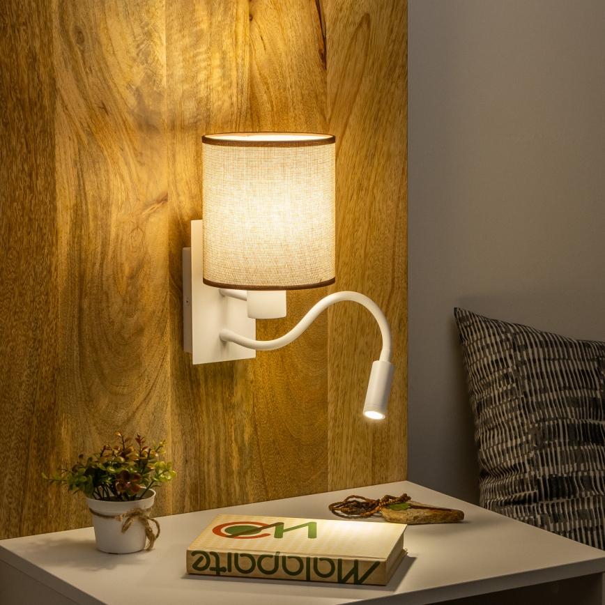 Brilagi - LED Pielāgojama sienas lampa NUBILA 1xE27/25W/230V + LED/3W balta/brūna