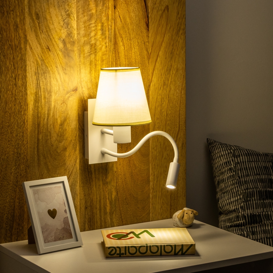 Brilagi - LED Pielāgojama sienas lampa NUBILA 1xE27/25W/230V + LED/3W balta/krēmkrāsa