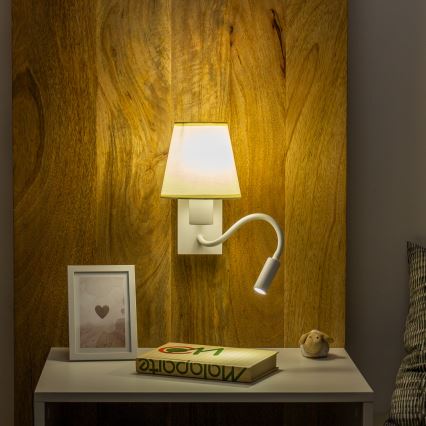Brilagi - LED Pielāgojama sienas lampa NUBILA 1xE27/25W/230V + LED/3W balta/krēmkrāsa