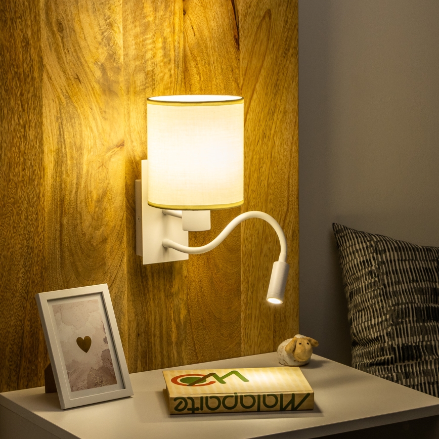 Brilagi - LED Pielāgojama sienas lampa NUBILA 1xE27/25W/230V + LED/3W balta/krēmkrāsa