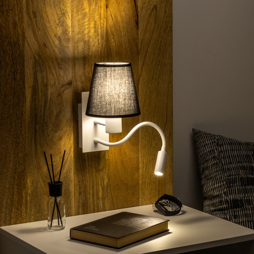 Brilagi - LED Pielāgojama sienas lampa NUBILA 1xE27/25W/230V + LED/3W balta/melna