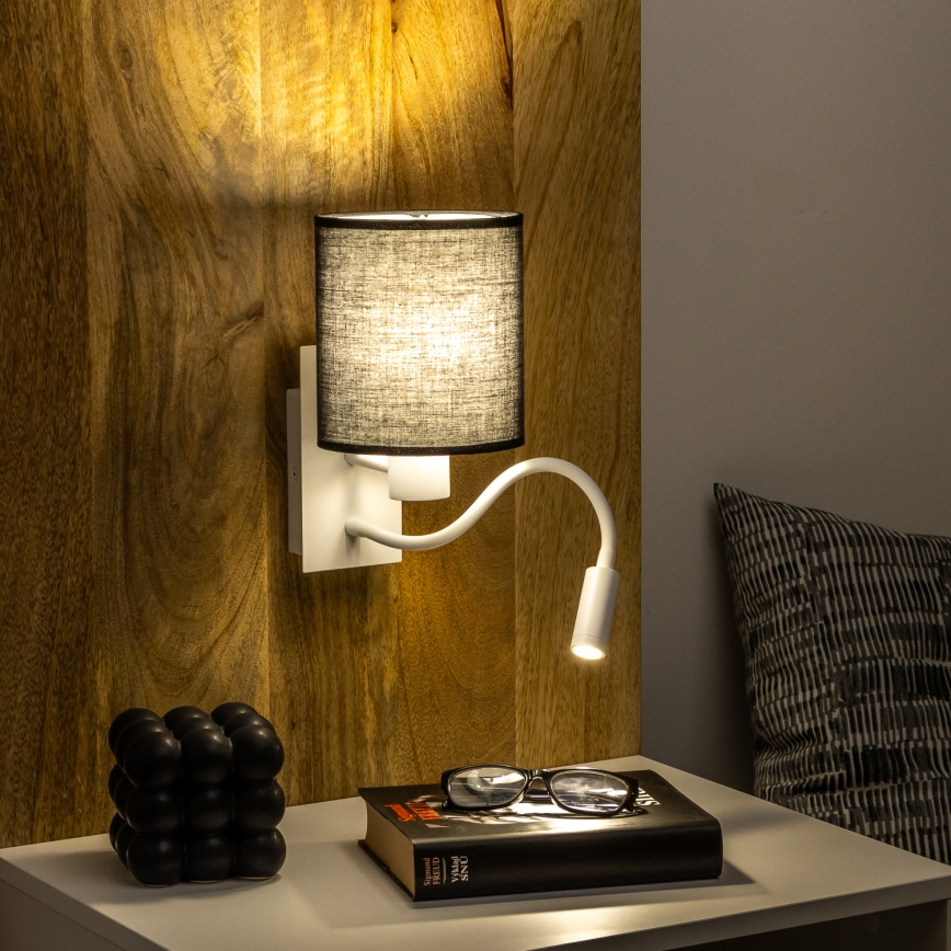 Brilagi - LED Pielāgojama sienas lampa NUBILA 1xE27/25W/230V + LED/3W balta/melna