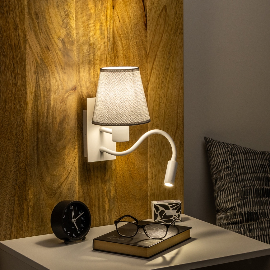 Brilagi - LED Pielāgojama sienas lampa NUBILA 1xE27/25W/230V + LED/3W balta/pelēka