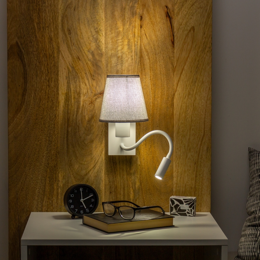 Brilagi - LED Pielāgojama sienas lampa NUBILA 1xE27/25W/230V + LED/3W balta/pelēka