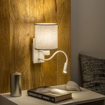 Brilagi - LED Pielāgojama sienas lampa NUBILA 1xE27/25W/230V + LED/3W balta/pelēka