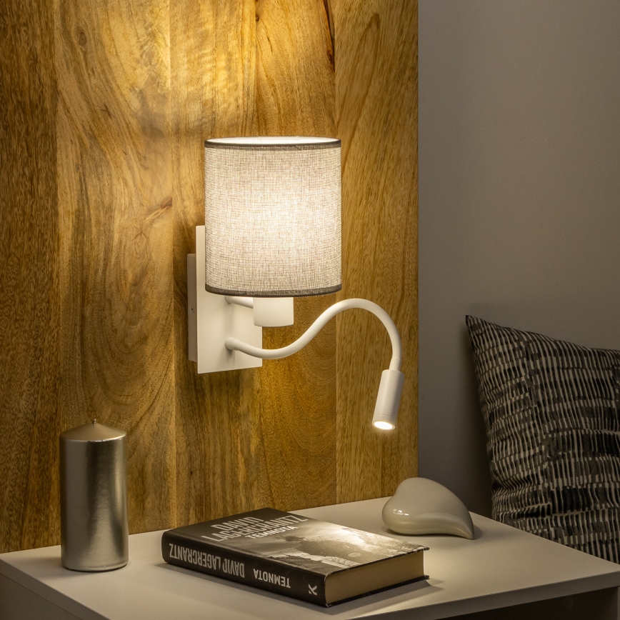 Brilagi - LED Pielāgojama sienas lampa NUBILA 1xE27/25W/230V + LED/3W balta/pelēka