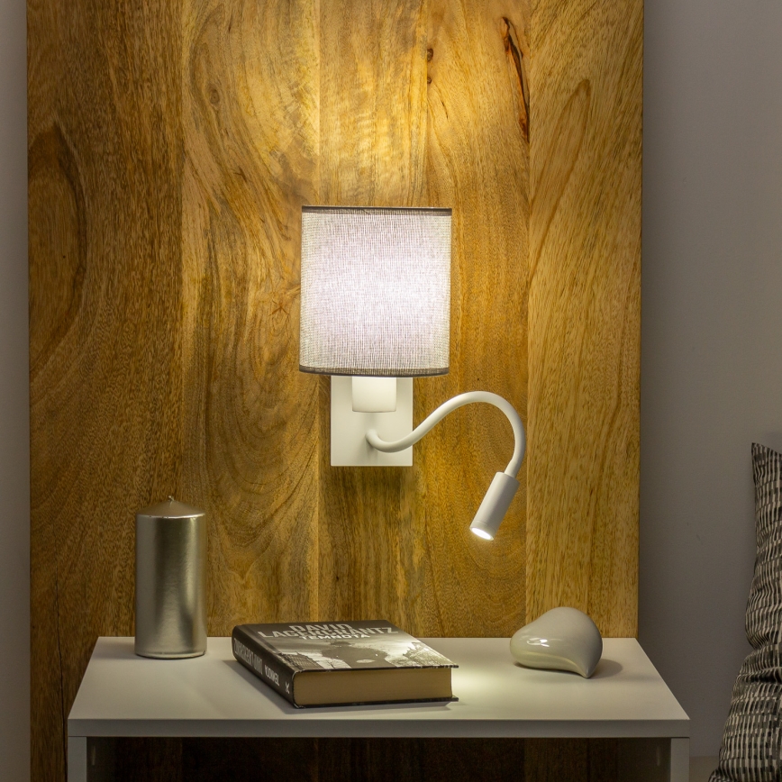 Brilagi - LED Pielāgojama sienas lampa NUBILA 1xE27/25W/230V + LED/3W balta/pelēka