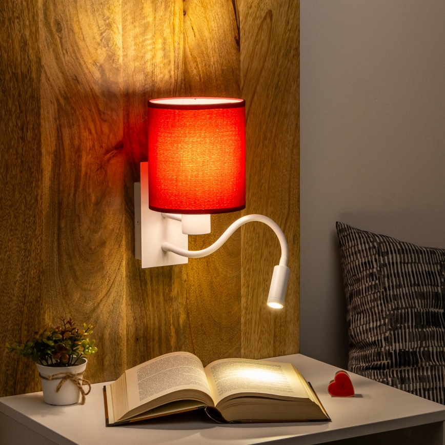 Brilagi - LED Pielāgojama sienas lampa NUBILA 1xE27/25W/230V + LED/3W balta/Pompejas sarkana