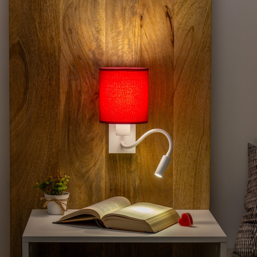 Brilagi - LED Pielāgojama sienas lampa NUBILA 1xE27/25W/230V + LED/3W balta/Pompejas sarkana