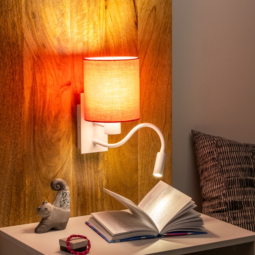 Brilagi - LED Pielāgojama sienas lampa NUBILA 1xE27/25W/230V + LED/3W balta/rozā
