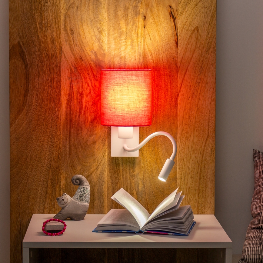 Brilagi - LED Pielāgojama sienas lampa NUBILA 1xE27/25W/230V + LED/3W balta/rozā