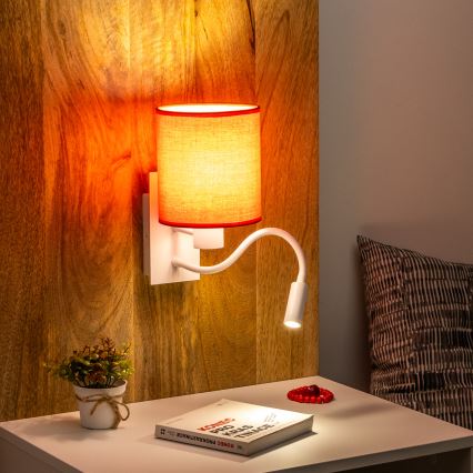 Brilagi - LED Pielāgojama sienas lampa NUBILA 1xE27/25W/230V + LED/3W balta/sarkana