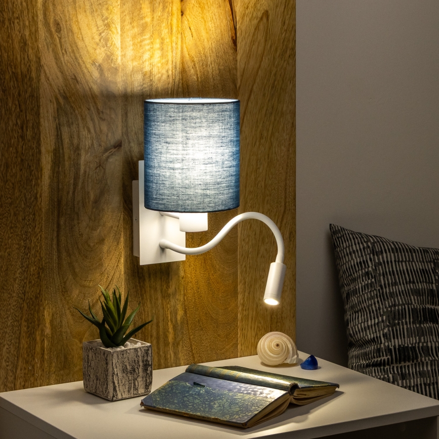 Brilagi - LED Pielāgojama sienas lampa NUBILA 1xE27/25W/230V + LED/3W balta/tumši zila