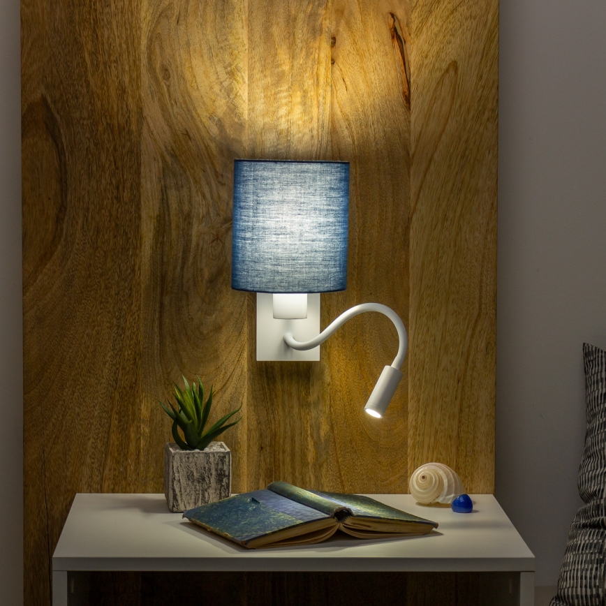 Brilagi - LED Pielāgojama sienas lampa NUBILA 1xE27/25W/230V + LED/3W balta/tumši zila