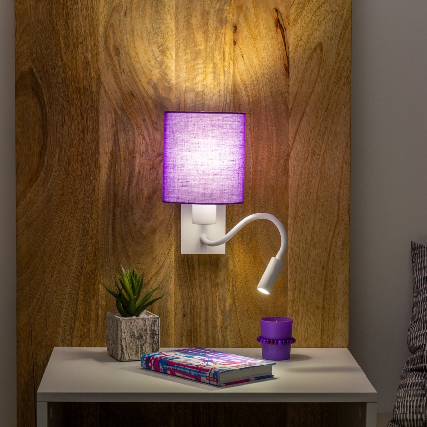 Brilagi - LED Pielāgojama sienas lampa NUBILA 1xE27/25W/230V + LED/3W balta/violeta