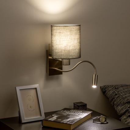 Brilagi - LED Pielāgojama sienas lampa NUBILA 1xE27/25W/230V + LED/3W matēts hroms/antracīta