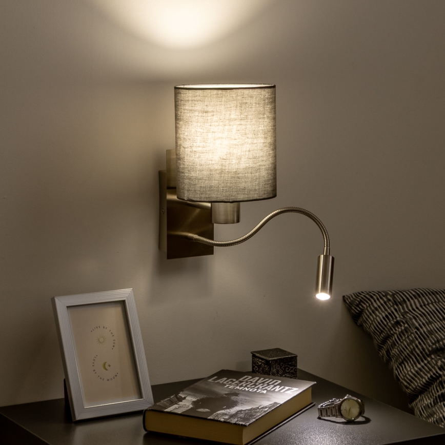 Brilagi - LED Pielāgojama sienas lampa NUBILA 1xE27/25W/230V + LED/3W matēts hroms/antracīta