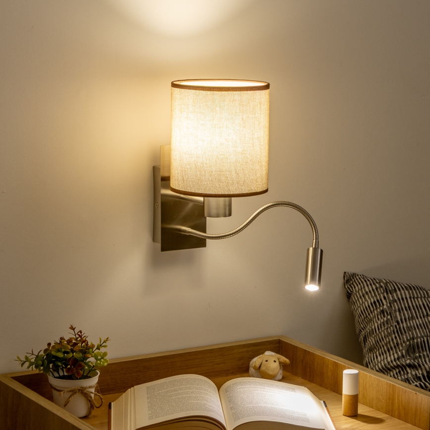 Brilagi - LED Pielāgojama sienas lampa NUBILA 1xE27/25W/230V + LED/3W matēts hroms/brūna