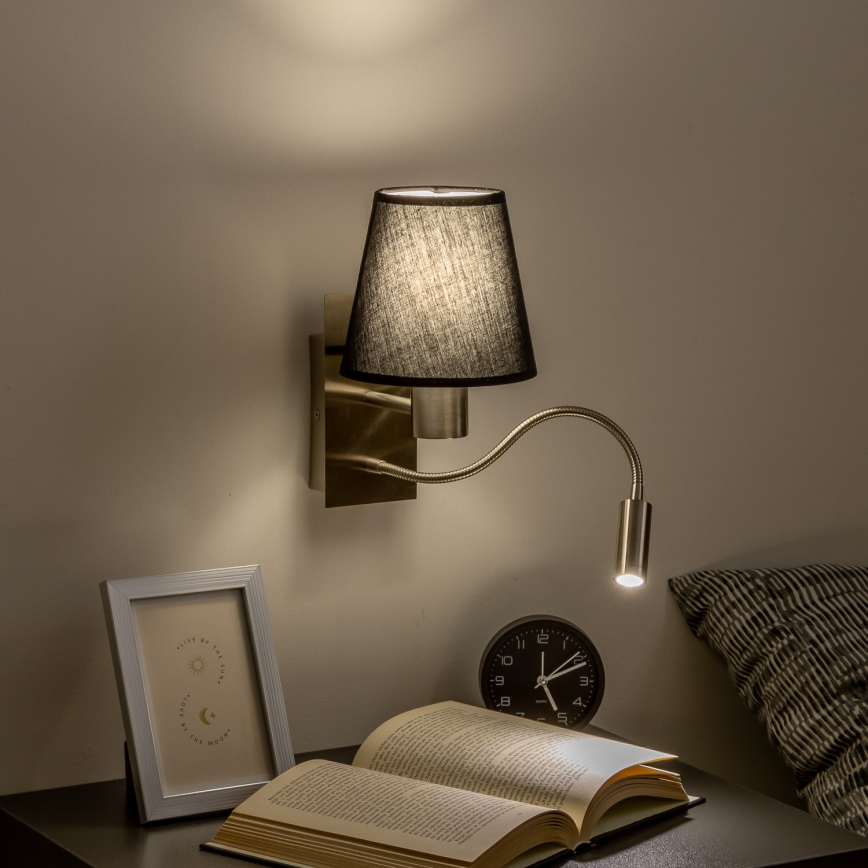 Brilagi - LED Pielāgojama sienas lampa NUBILA 1xE27/25W/230V + LED/3W matēts hroms/melna